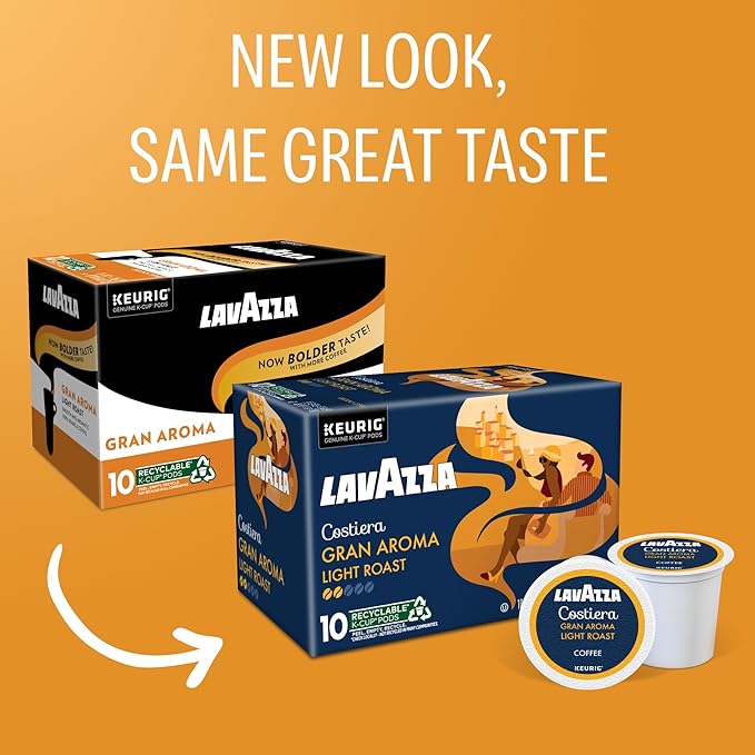 Lavazza Costiera Gran Aroma, Single-Serve Keurig K-Cup Pods, Light Roast Coffee, 60-Count Box (6