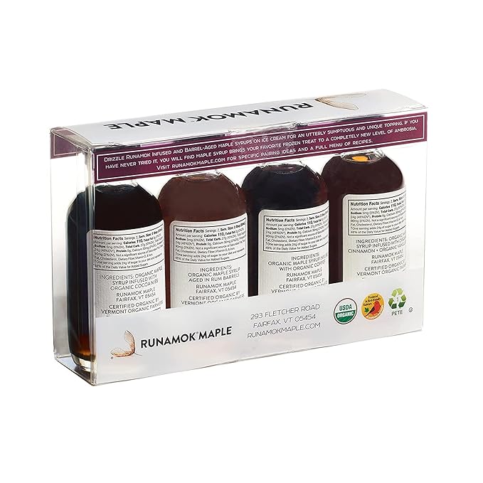 Runamok Organic Vermont Maple Syrup Sampler | Ice Cream Pairing Collection | 2 oz (4 count) | 60mL