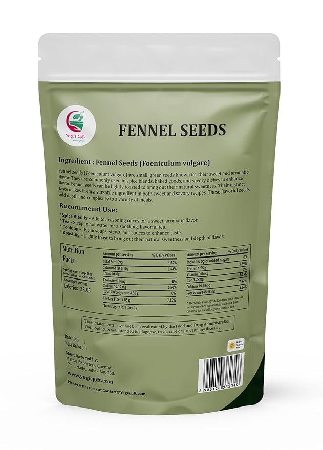 Fennel Seeds 1 LB, 100% Pure & Natural Whole Fennel, Premium Quality Spice for Cooking & Tea, Fresh