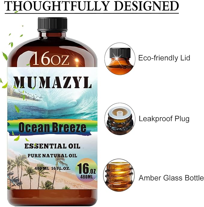 Ocean Breeze Essential Oil, Ocean Breeze Oil 16 Fl Oz 480ML for Diffuser Humidifier Yoga Cleaning