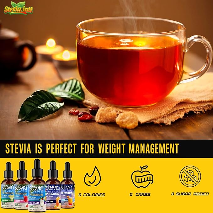 Stevia Intl (Pack of 5) Cocktails Lovers Bundle. Stevia Liquid Drops with 5 Flavors. All Naturally