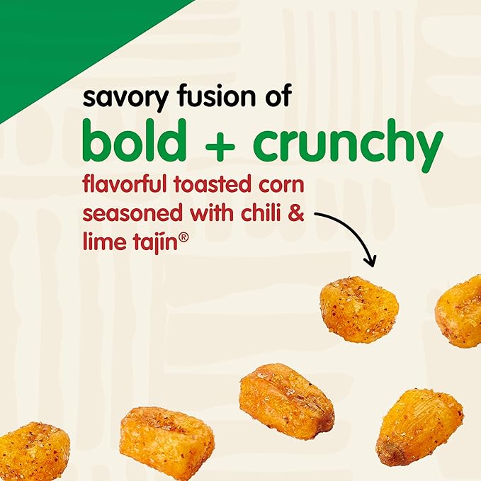 Snak Club Tajin Toasted Corn, Roasted Corn Nuggets with Chili and Lime Seasoning, Mild, Non-GMO