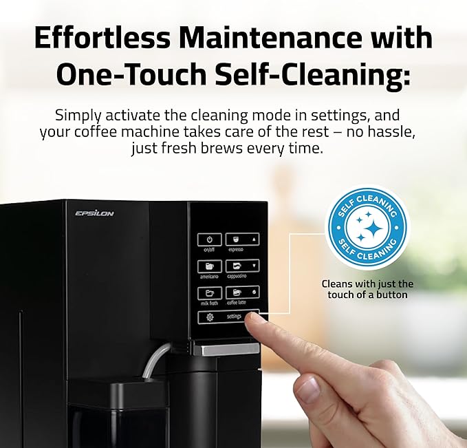 Epsilon Fully Automatic Coffee Machine with Grinder, Coffee & Espresso Maker Combo, Built-In Milk
