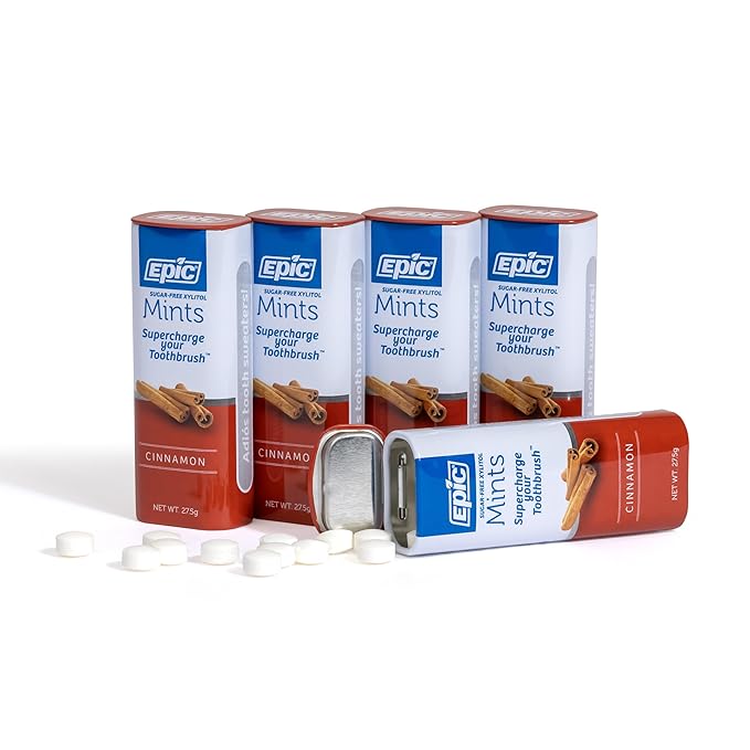 Epic 100% Xylitol Mints - Aspartame Free, Sugar Free - Cinnamon Flavored Mints, 55 Pieces (Pack of
