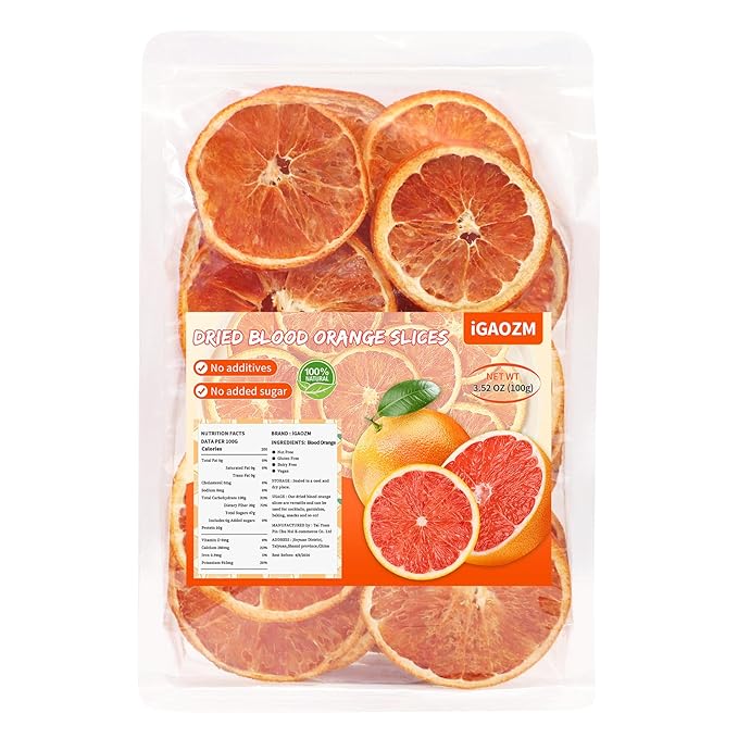 iGAOZM Dried Blood Orange Slices,3.52oz/100g,Dehydrated Orange Chips,No Sugar Added,Natural Citrus