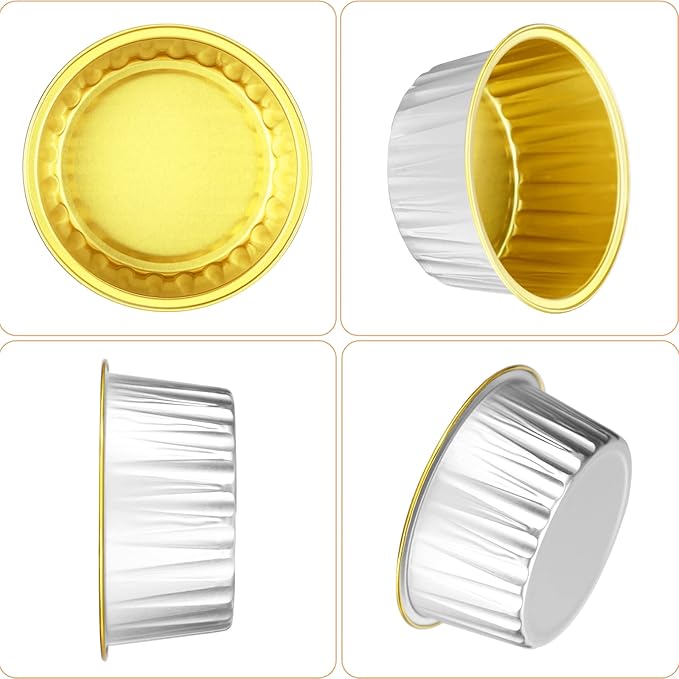 EUSOAR Cupcake Liners with Lids, 30pcs 5oz Disposable Aluminum Foil Ramekins cupcake Baking Cups