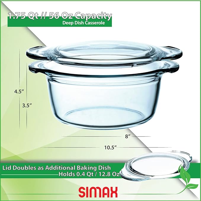 Glass Casserole Dish by Simax Clear Glass Round Casserole Dish with Lid and Handles Covered Bowl