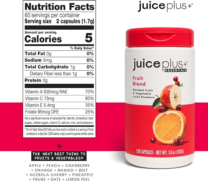 Juice Plus+ Fruit, Vegetable, Berry & Omega Blend Capsules - Nutrition from 30 Fruits, Vegetables &