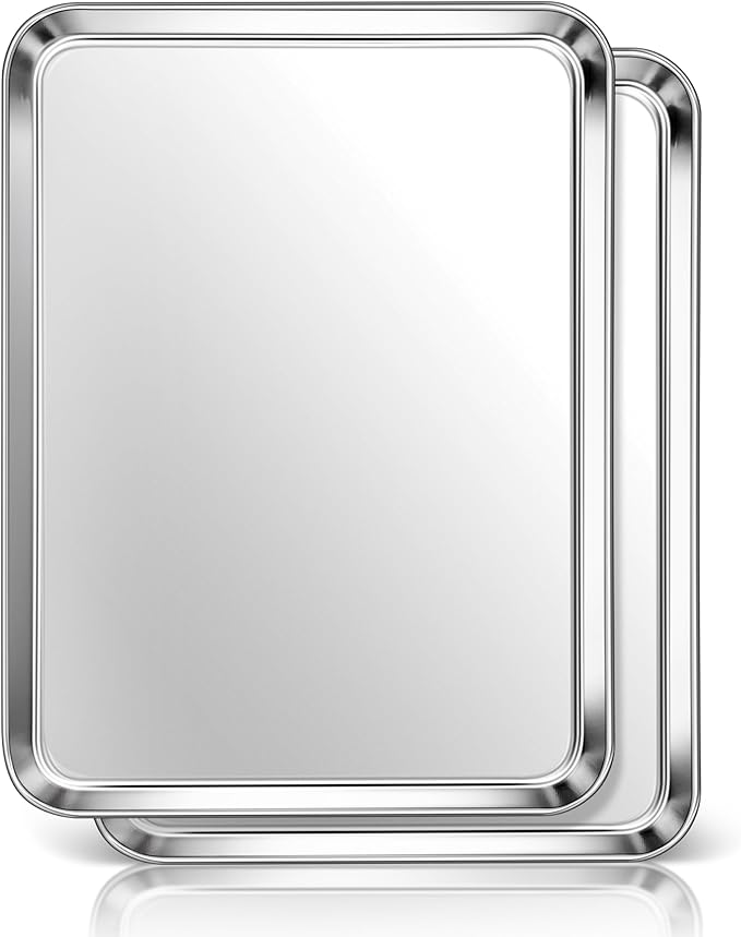 Homikit 2 Pack Baking Sheet, 16x12 Inches Stainless Steel Cookie Sheets for Baking, Large Toaster
