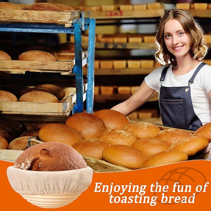 5 inch Round Mini Banneton Bread Proofing Basket Sourdough Bread Baking Supplies Set of 10