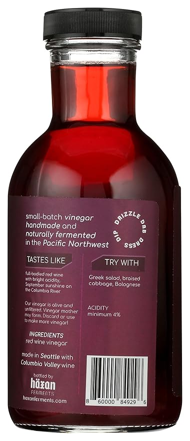 Haxan Ferments Washington Merlot Red Wine Vinegar 12 Fl Oz ??Unpasteurized, Living Vinegar ??Made