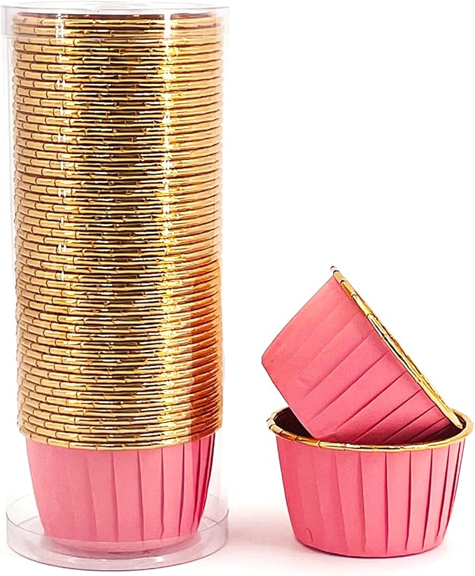 Party Hippo Foil Muffin Liners, 3.5 Oz 50 Pcs Disposable Cupcake Baking Cups, Gold Aluminum Ramekin