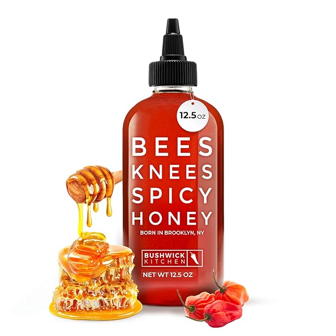 Bees Knees Spicy Honey, 12.5 oz Pure Honey Infused with Oleoresin Habanero Peppers, Gluten Free
