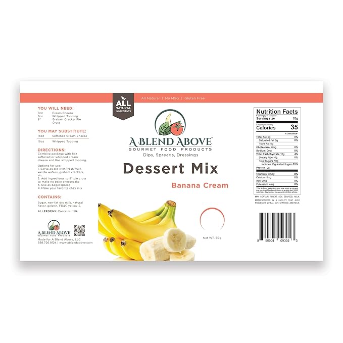 A Blend Above Banana Cream No-Bake Dessert Mix, 3 Pack, No-Bake Cheesecake, Fruit Dip, Dessert Mix