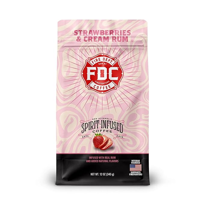 Fire Department Coffee - Gives Back to Firefighters - Strawberries & Cream Rum Infused Whole Bean