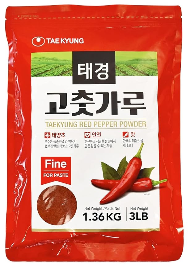 Taekyung Chili Powder For Paste (Fine, 3LB) - Korean Gochugaru. Red Pepper Spice Seasoning for