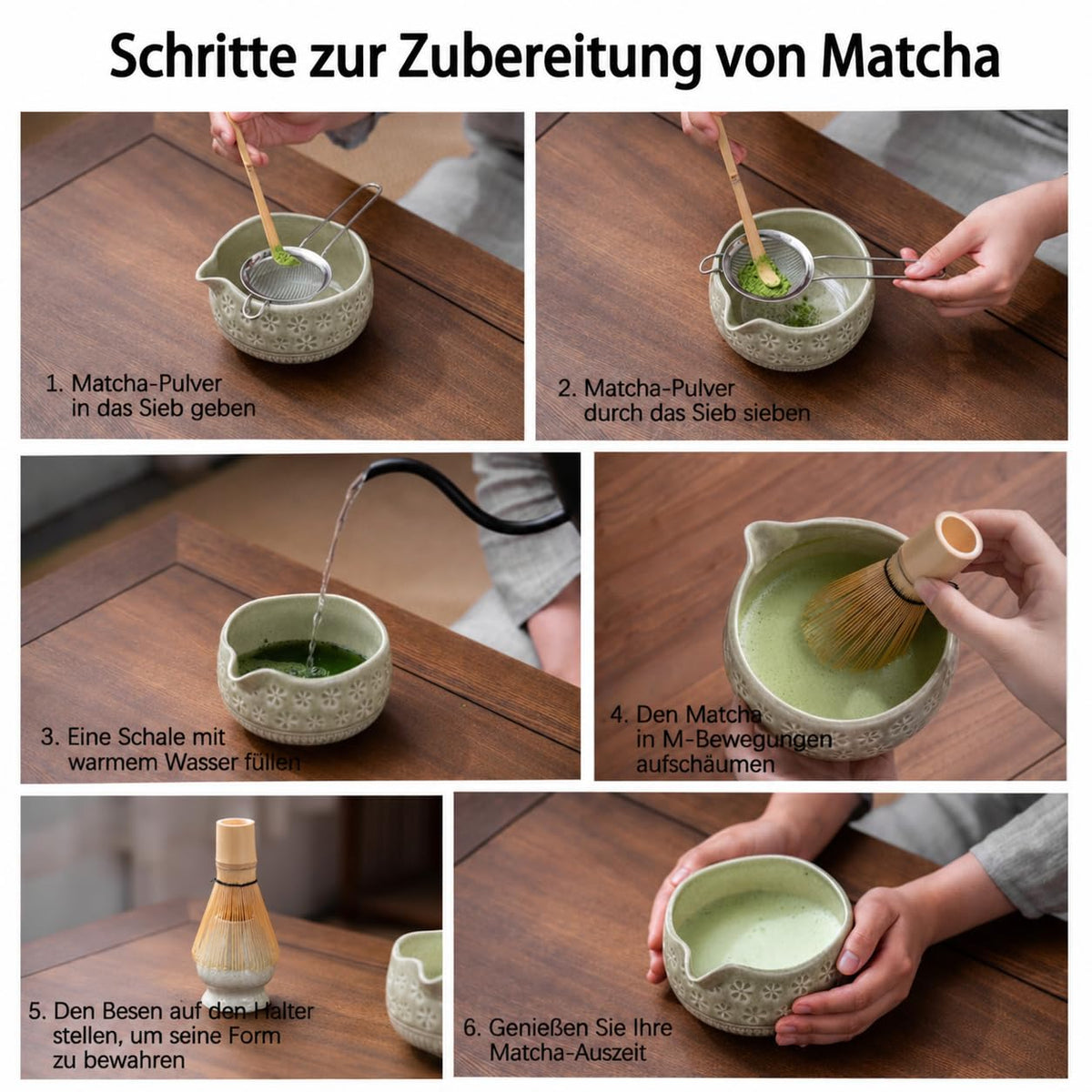 Buucup Matcha Whisk Set, Ceramic Matcha Kit Set with Bowl & Tools, Green
