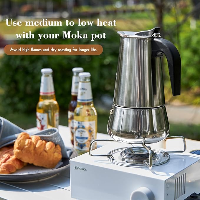 Stainless Steel Stovetop Moka Pot Espresso Maker Percolator 12 Cup 600ml Portable Italian Greca