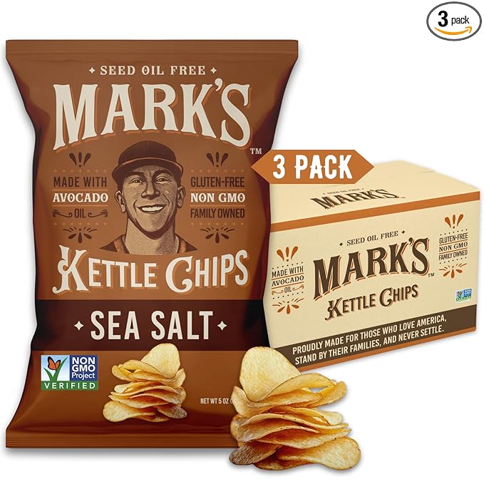 MARK???Kettle Cooked Avocado Oil Potato Chips, Sea Salt ??Seed Oil & GMO Free | Sea Salt, 5 oz