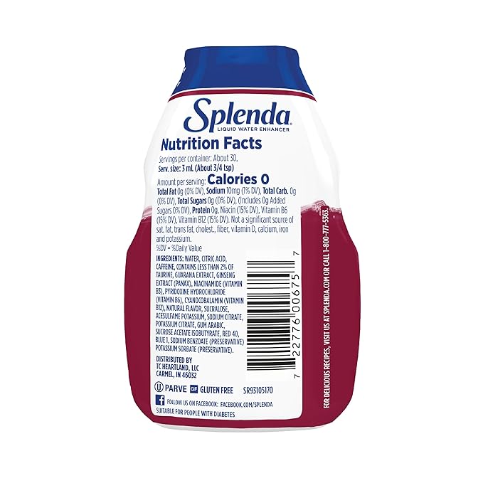 SPLENDA Energy Liquid Water Enhancer Drops, Sugar Free, Zero Calorie, Natural Flavor, Concentrated