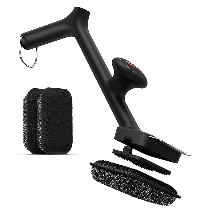 BBQ Grill Brush Bristle Free - 17" Safe Steam Grill Cleaner Brush with Scraper and 3 Brush Heads