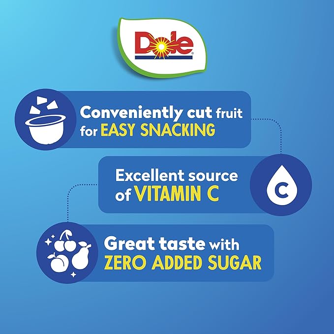 Dole Diced Peaches, Mandarin Oranges, and Cherry Mixed Fruit with No Sugar Added Variety Pack