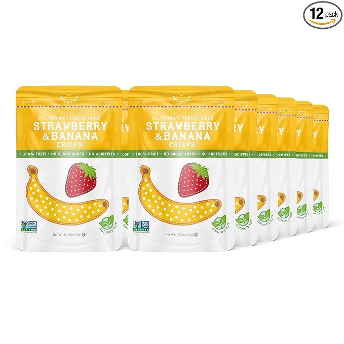 Nature’s Turn Freeze-Dried Strawberry Banana Crisps – Healthy, Gluten-Free, Crispy & Delicious