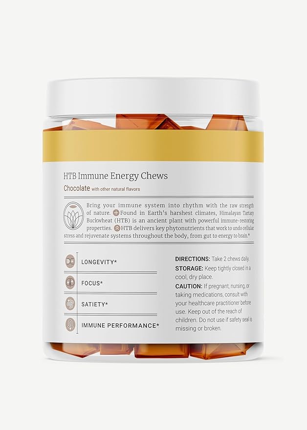 BIG BOLD HEALTH HTB Immune Energy Chews, Organic Sprouted Buckwheat with Vitamin D, Vitamin C, Zinc