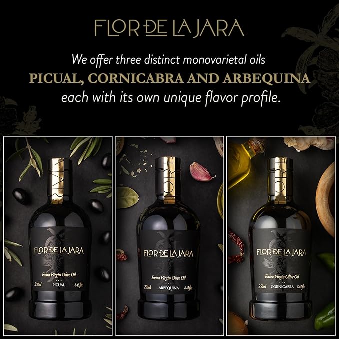 FLOR DE LA JARA Premium Extra Virgin Olive Oil from Spain, First Cold Pressed, Polyphenol-Rich