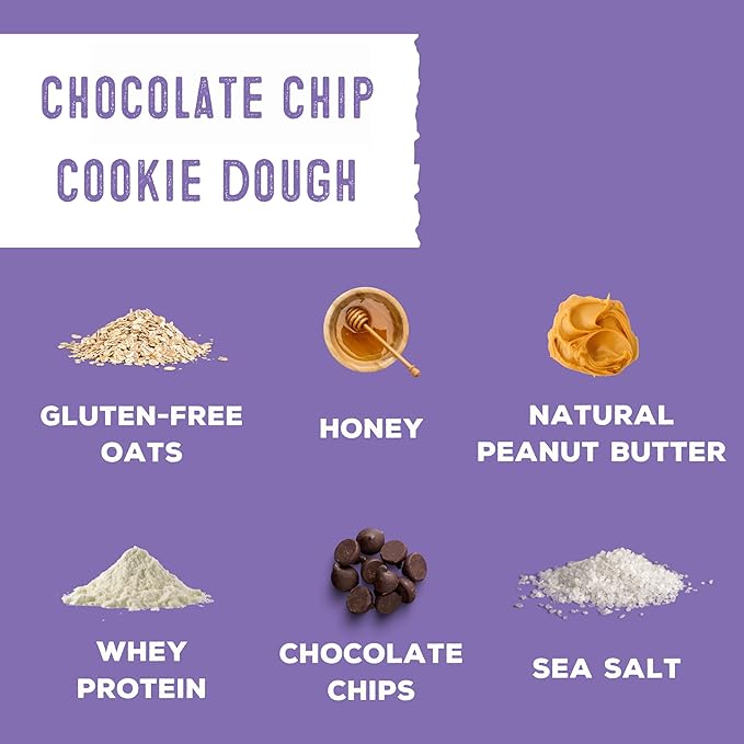 simplyFUEL Whole Food Protein Balls with Probiotics - Chocolate Chip Cookie Dough Snacks - 8g