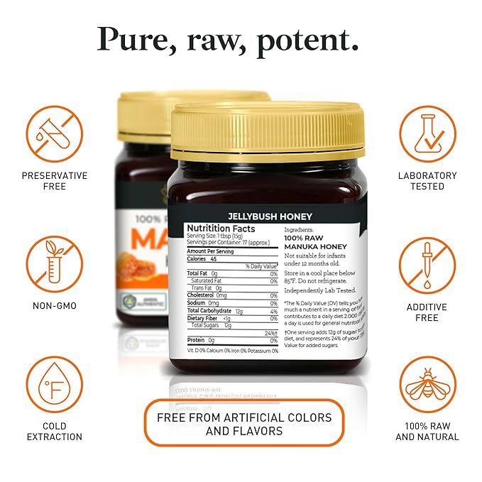 Raw Manuka Honey MGO 260+ /10+ - 8.8oz (250g) Medicinal Strength - High Certified Rating - BPA Free