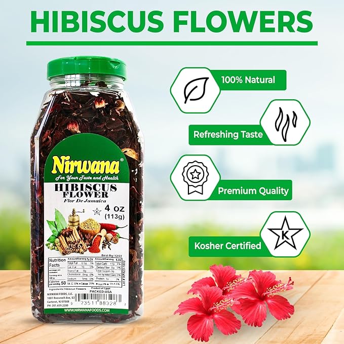 Premium Dried Hibiscus Flowers ??Whole Flower Petals for Herbal Infusions, Loose Leaf Blends, and