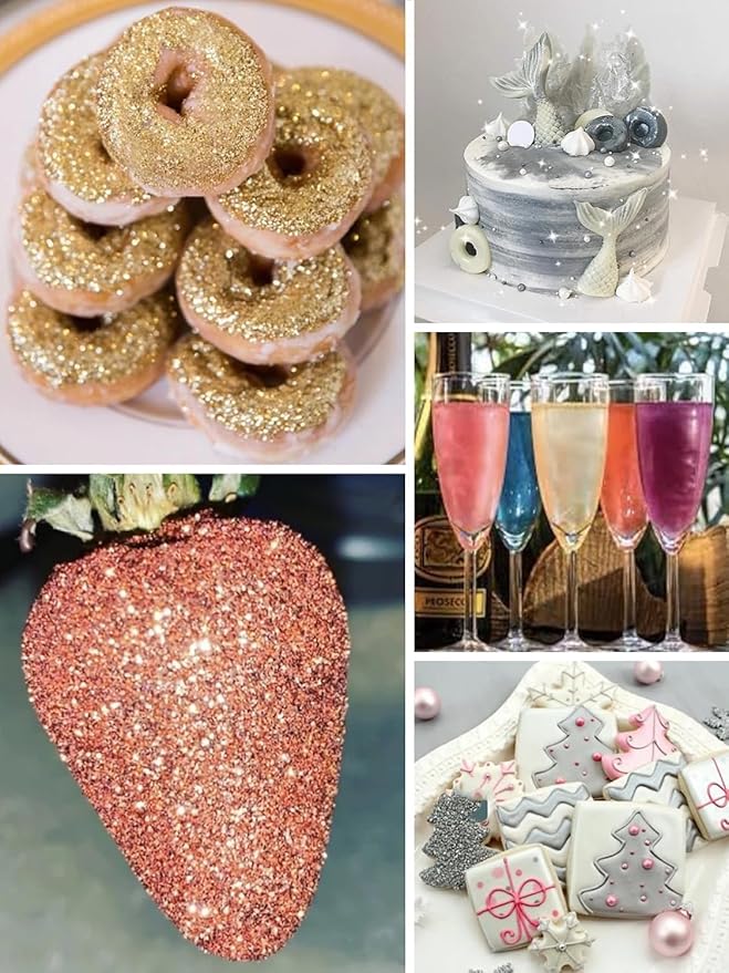 Shanlinly Gold Edible Glitter for Cakes Drinks - Food Grade 5g Shimmer Luster Glitter Dust Edible