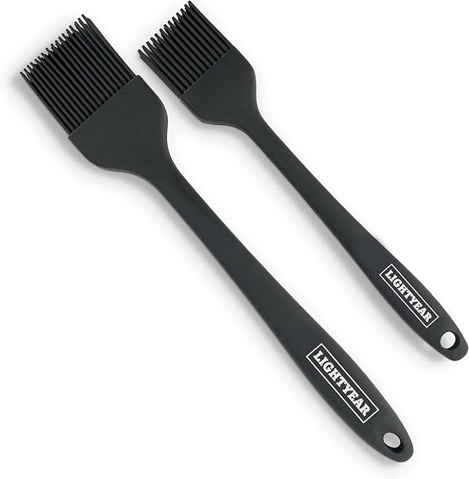 Lightyear Silicone Basting Pastry Brush Set (2 Pcs) ❘ 450°F Heat Resistant Oil Brush for Your