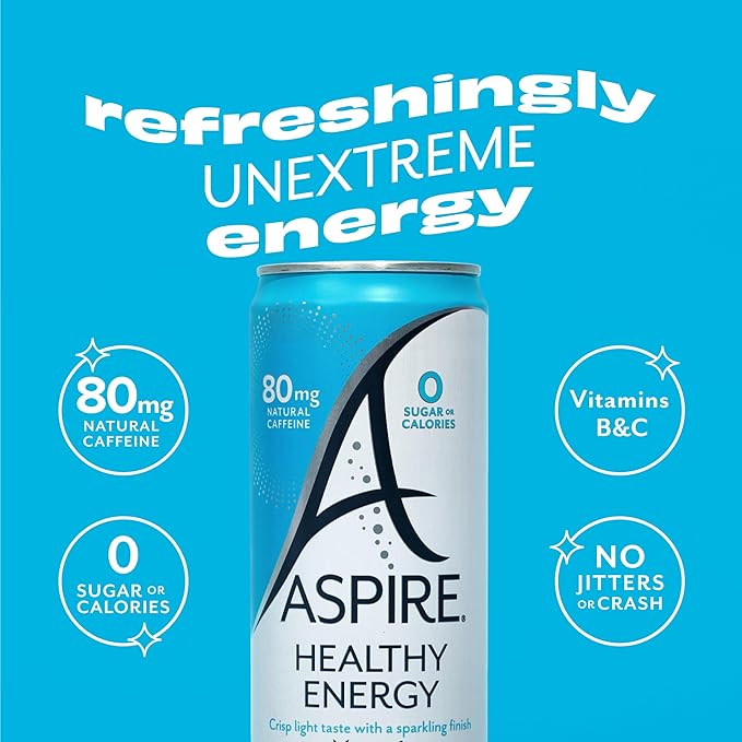 ASPIRE® Fruit Punch, Healthy Energy Drink 80mg Natural Caffeine, Zero Sugar No Carbs Keto Friendly