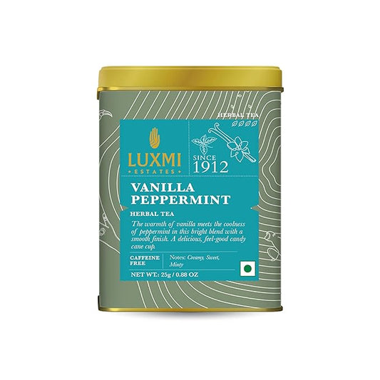 Luxmi Estates - Organic Peppermint Tea with Natural Vanilla Extract - Loose Leaf - 25g (12 Cups)