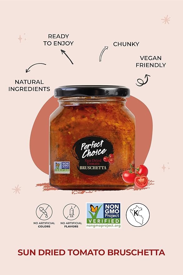 Perfect Choice Sundried Tomato Bruschetta - Ready-to-Serve Dip 12.7 oz (Pack of 3)