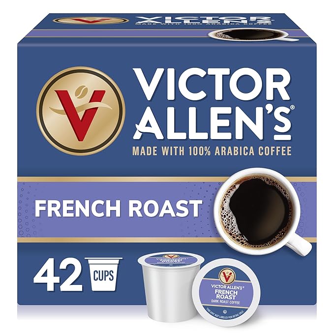 Victor Allen's Coffee French Roast, Dark Roast, 42 Count, Single Serve Coffee Pods for Keurig K-Cup