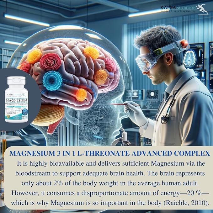 Kappa Nutrition Magbrain??Magnesium L-Threonate Plant-Based, 420mg Elemental Magnesium (3 Capsules)