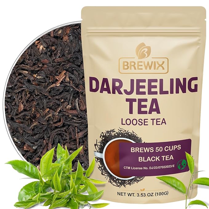 BREWIX, Darjeeling Tea Leaves from Hills of Himalayas (50+ Cups, 3.53oz/100g) | Pure Loose Leaf