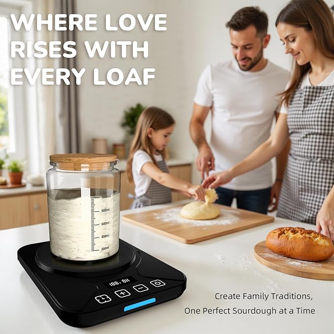 Sourdough Starter Warmer Mat - 24H Timer - Precise 1°F Thermostat Control (70-100°F) - Smart Memory
