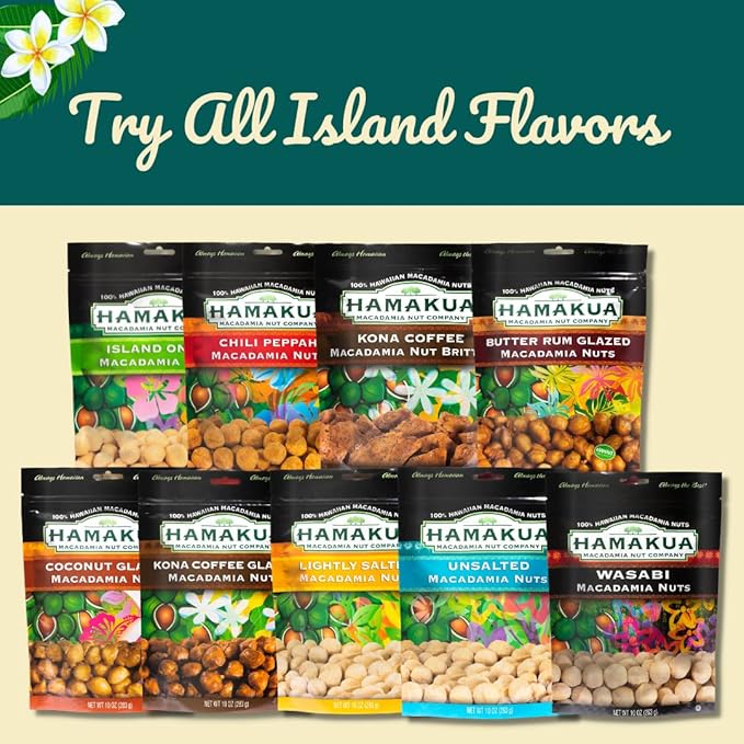 Hamakua Macadamia Nuts - Unsalted Hawaiian Grown Dry Roasted Half and Whole Macadamias without Salt