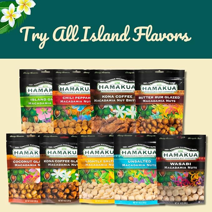 Hamakua Macadamia Nuts - Lightly Salted - Hawaiian Grown Dry Roasted Half and Whole Macadamias with