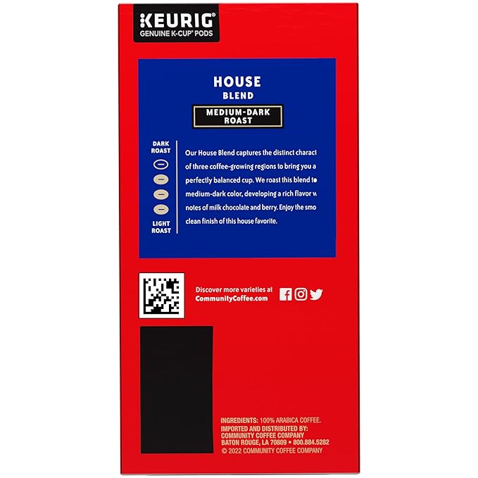 Community Coffee House Blend 24 Count Coffee Pods, Medium Dark Roast, Compatible with Keurig 2.0