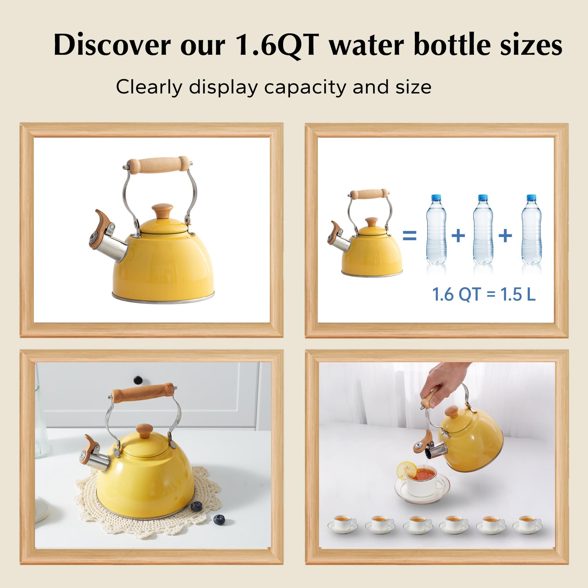 ROCKURWOK Tea Kettle, Tea Pot with Cool Touch Ergonomic Handle, Teapot Food Grade Stainless Steel