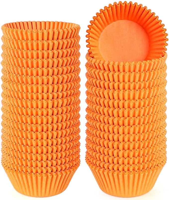 Caperci Standard Orange Cupcake Muffin Liners 500-Count, No Smell, Food Grade & Grease-Proof Paper