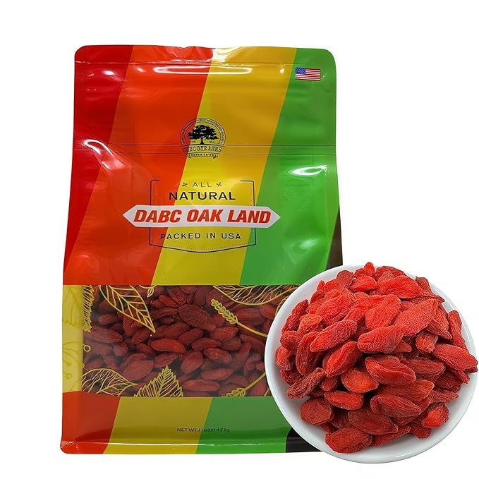 DABC OAK LAND Goji Berries, Wolfberry Premium Large Berry Form 5A Wolfberry 100% Natural Sun-Dried
