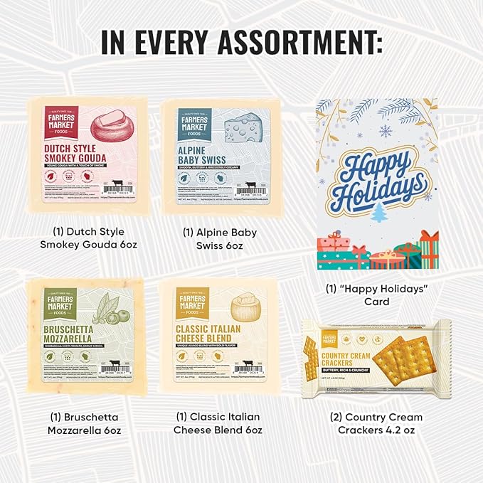 Farmers Market, Gluten Free, Keto, Paleo, Low Sodium, Zero Sugar, Wisconsin Cheese Gift Sets, World