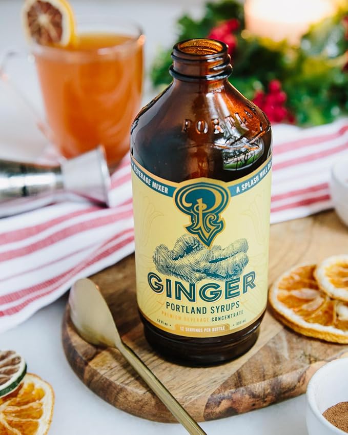 Portland Syrups Authentic Ginger Syrup - Premium Beverage Concentrate for Cocktails, Mocktails