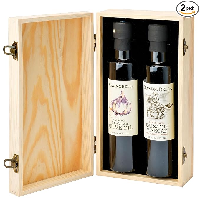 Blazing Bella Olive Oil and Balsamic Vinegar Two Bottle Gift Set (Traditional Aged Balsamic and